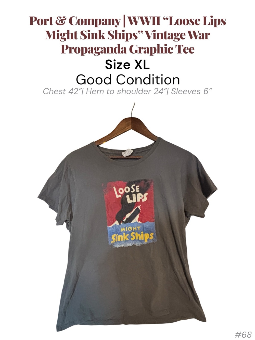 WWII Loose Lips Might Sink Ships Vintage Military History Shirt XL